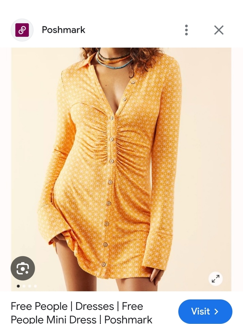 Free People Orange and White Patterned Mini Dress
